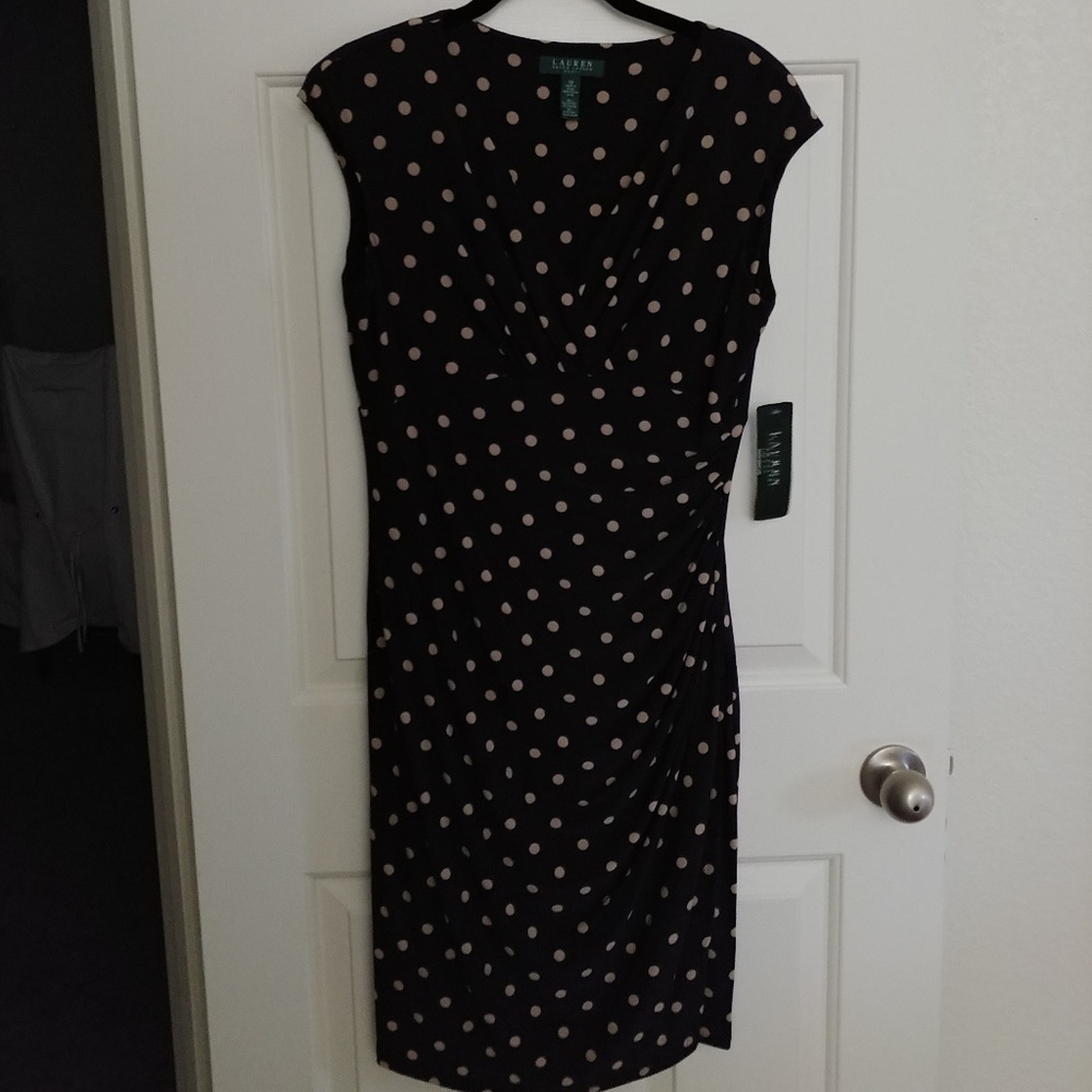 NWT $134 Size 10 Ralph Lauren Polka Dot Dress
